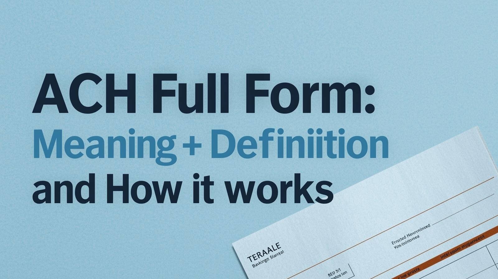 ACH Full Form in Banking